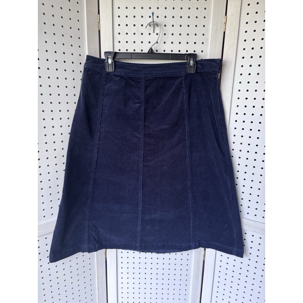 Croft & Barrow Womens 14 A-Line Midi Skirt Navy Blue Corduroy Side Zipper Hook